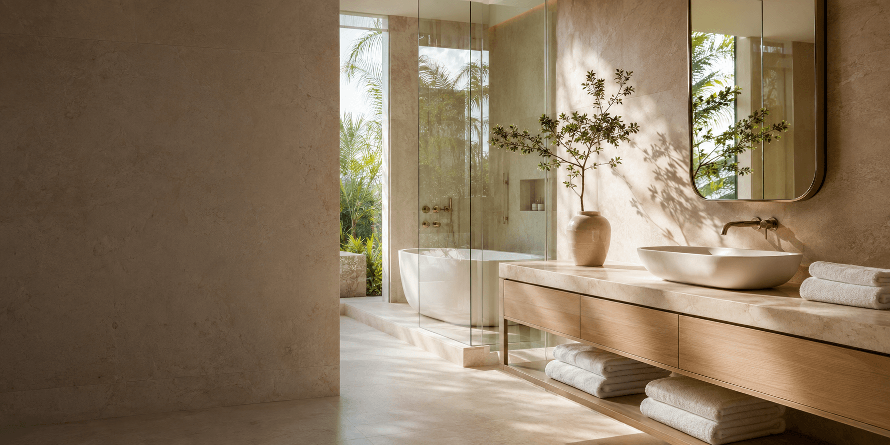 Serene, beautifully maintained Miami bathroom